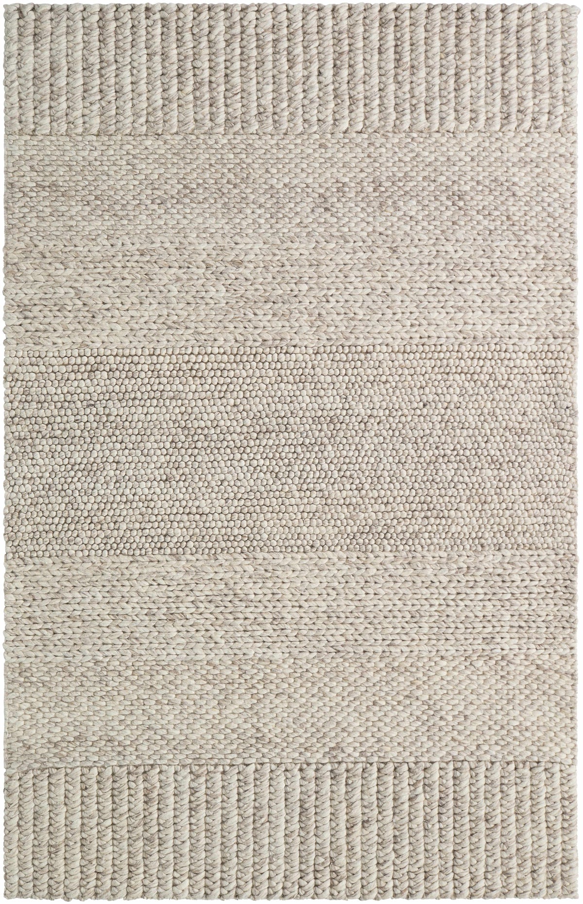 Bevarn Beige Subtle Linear Textured Wool Handmade Area Rug