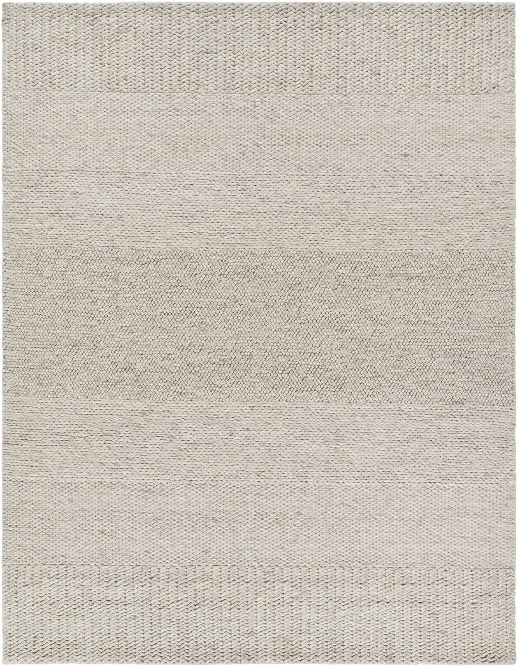 Bevarn Beige Subtle Linear Textured Wool Handmade Area Rug