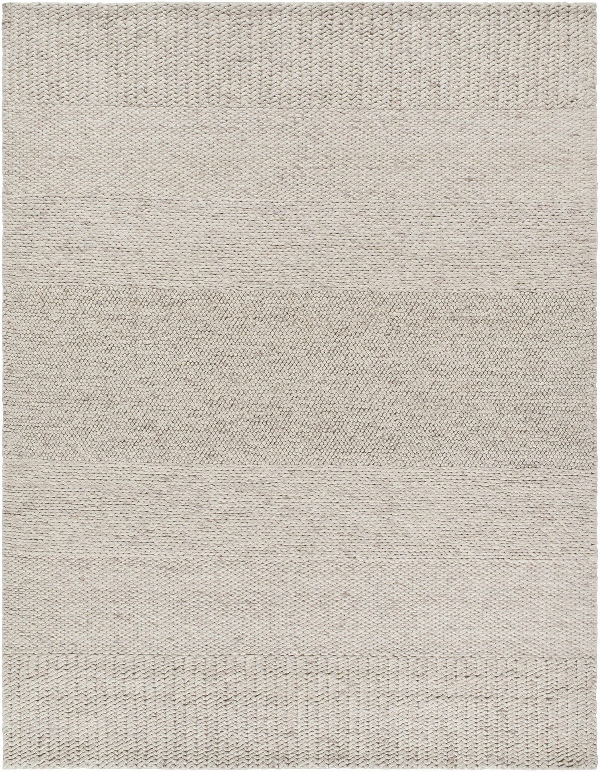 Bevarn Beige Subtle Linear Textured Wool Handmade Area Rug