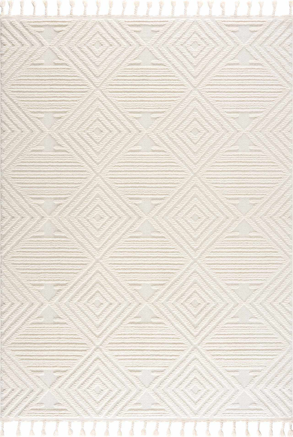 Manyas 3D Bone Area Rug with Tassels - Clearance