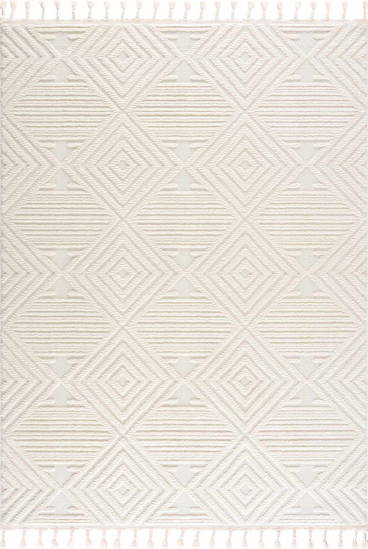 Manyas 3D Bone Area Rug with Tassels - Clearance