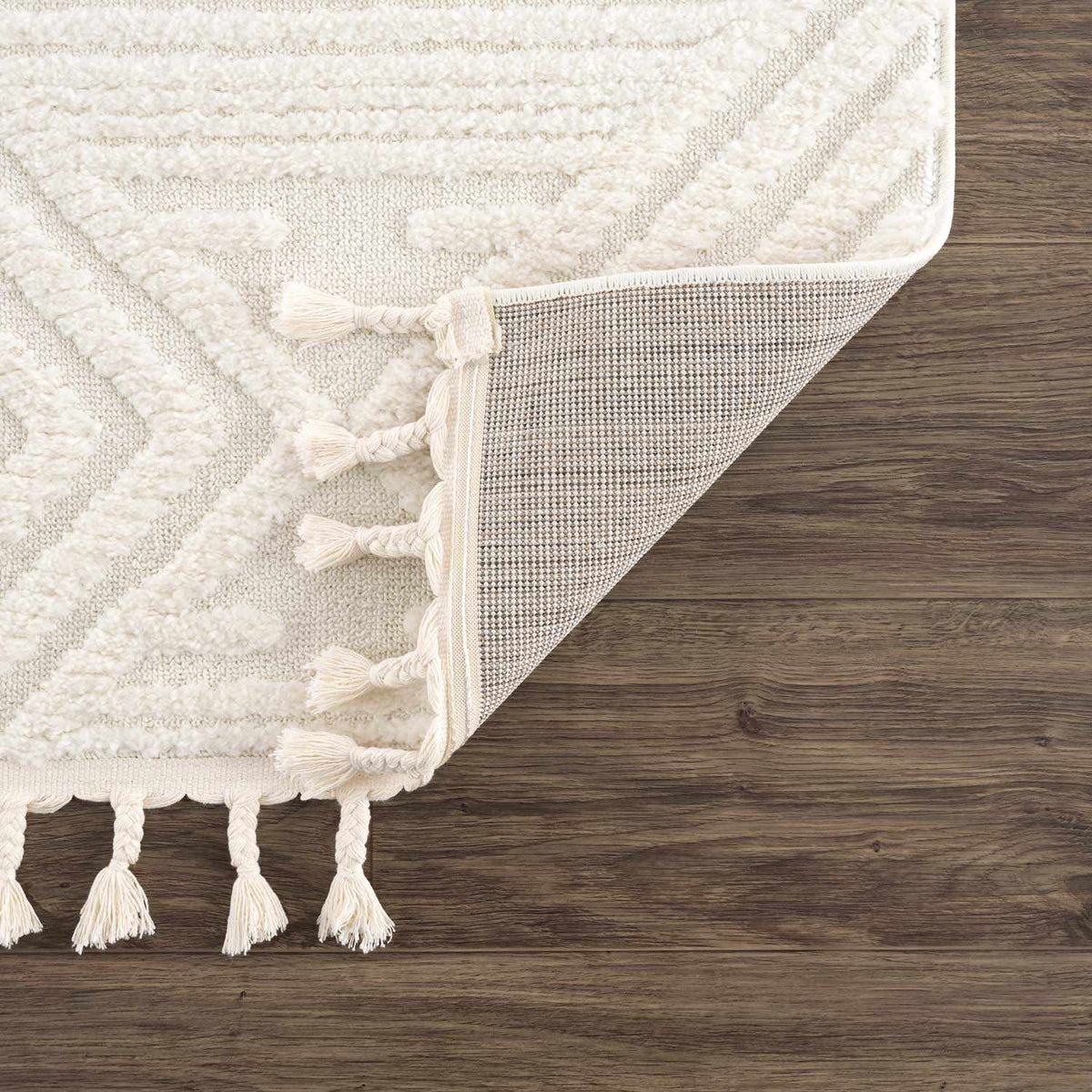 Manyas 3D Bone Area Rug with Tassels - Clearance