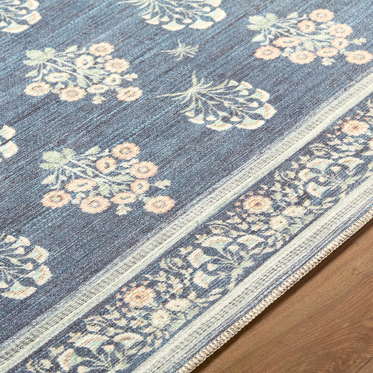 Aquene Denim Washable Area Rug