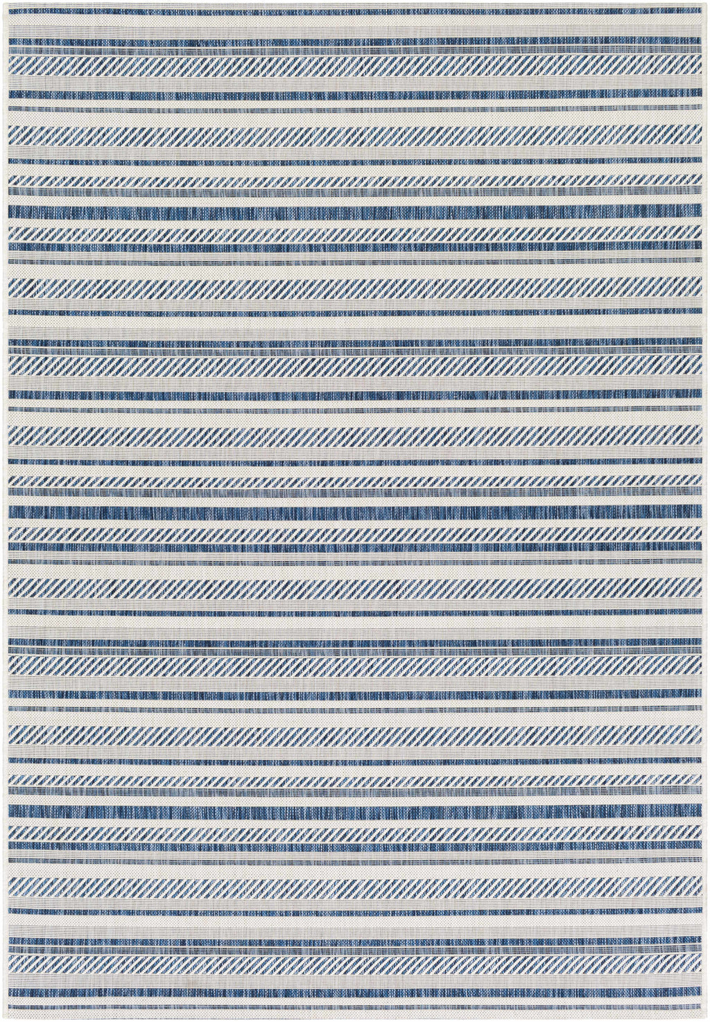 Olin White&Blue Striped Nordic Outdoor Rug