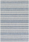 Olin White&Blue Striped Nordic Outdoor Rug