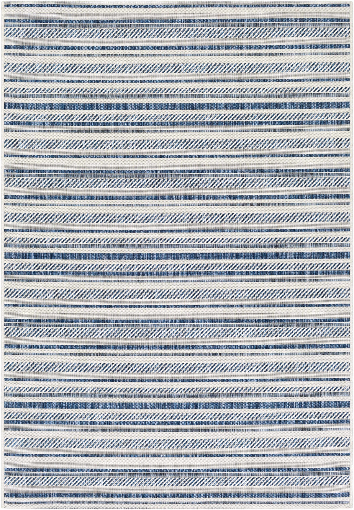 Olin White&Blue Striped Nordic Outdoor Rug