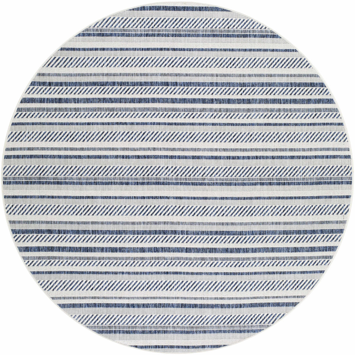 Olin White&Blue Striped Nordic Outdoor Rug