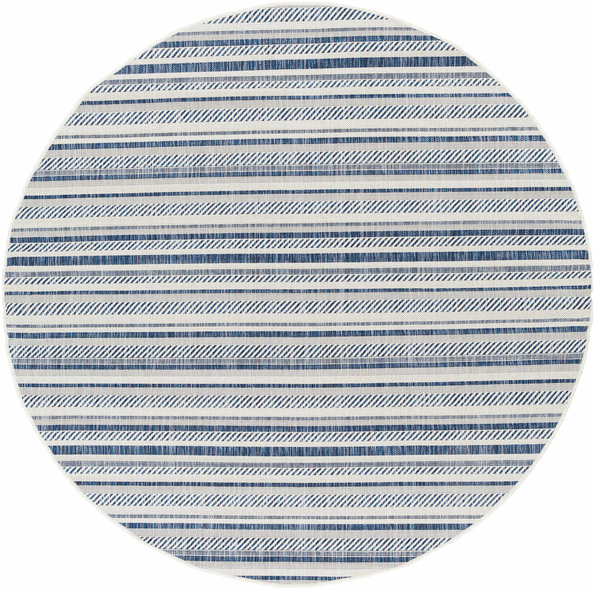 Olin White&Blue Striped Nordic Outdoor Rug
