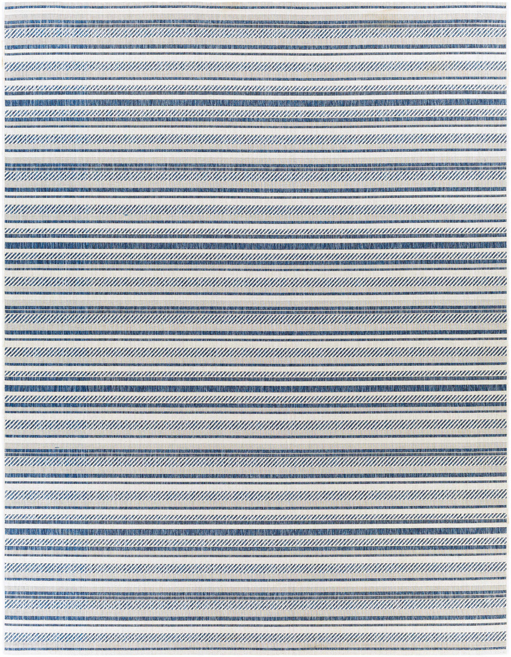 Olin White&Blue Striped Nordic Outdoor Rug