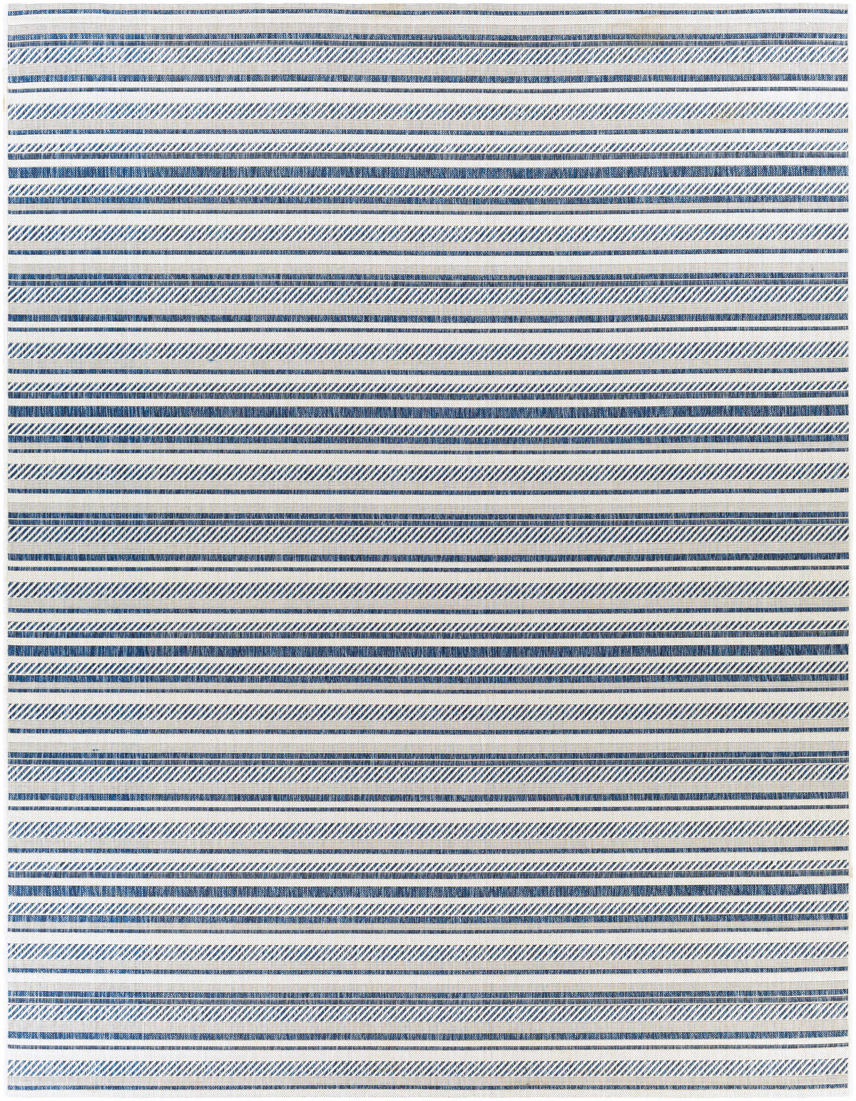 Olin White&Blue Striped Nordic Outdoor Rug