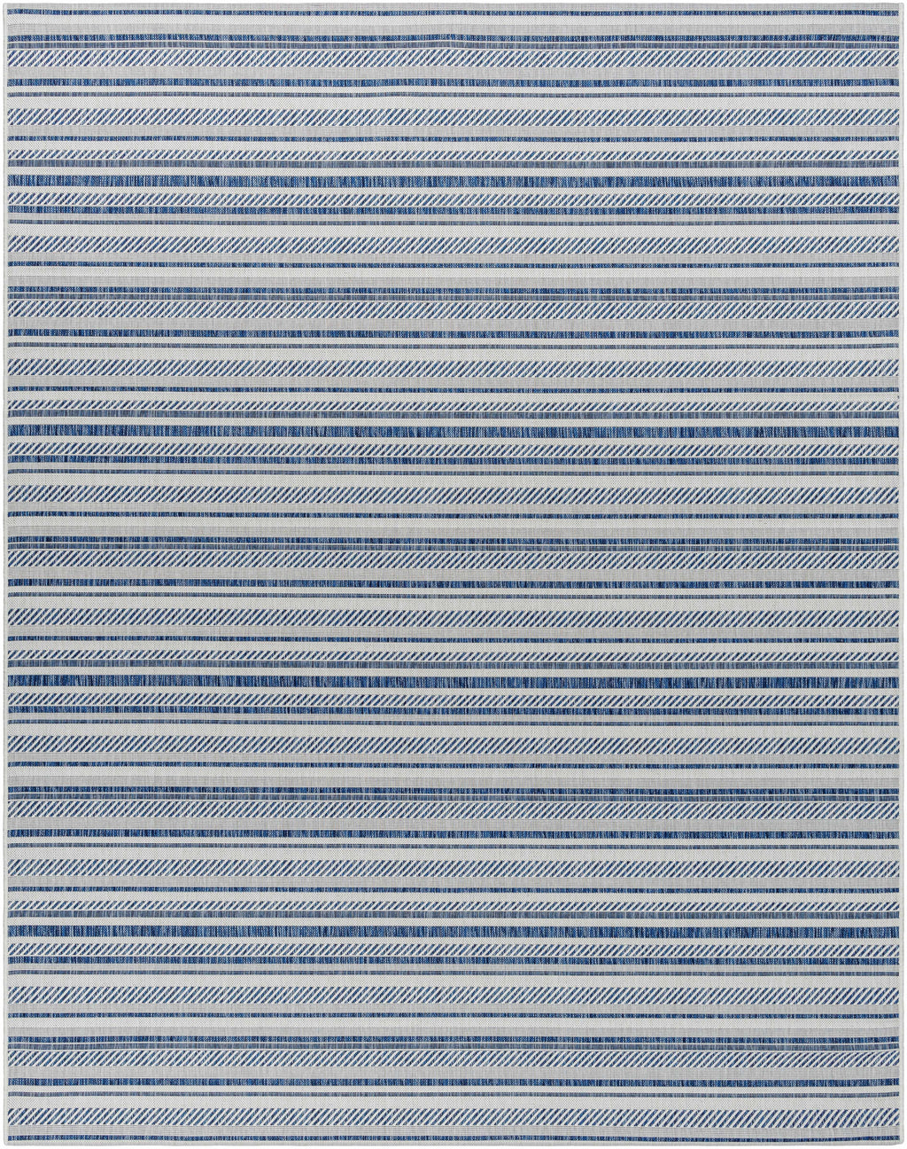 Olin White&Blue Striped Nordic Outdoor Rug