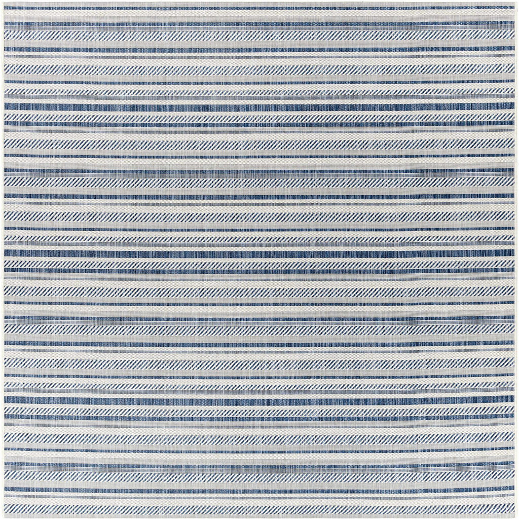 Olin White&Blue Striped Nordic Outdoor Rug