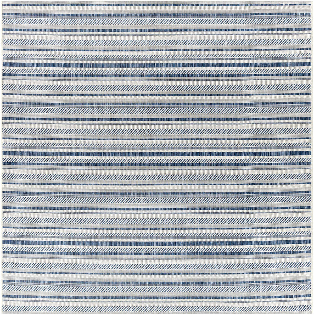 Olin White&Blue Striped Nordic Outdoor Rug