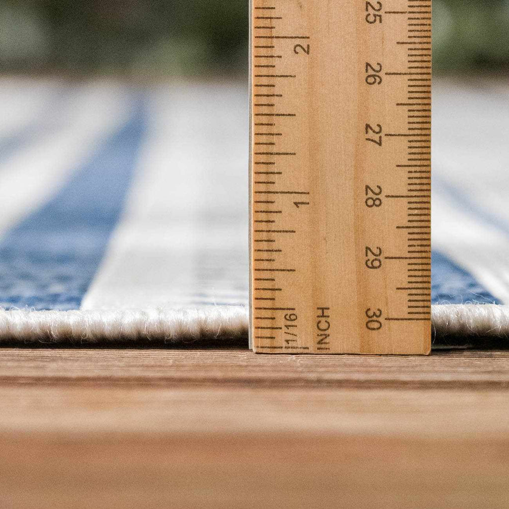 Olin White&Blue Striped Nordic Outdoor Rug