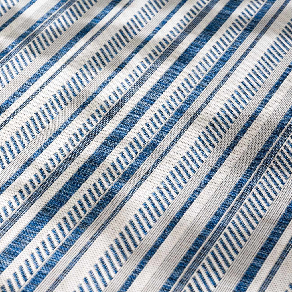 Olin White&Blue Striped Nordic Outdoor Rug