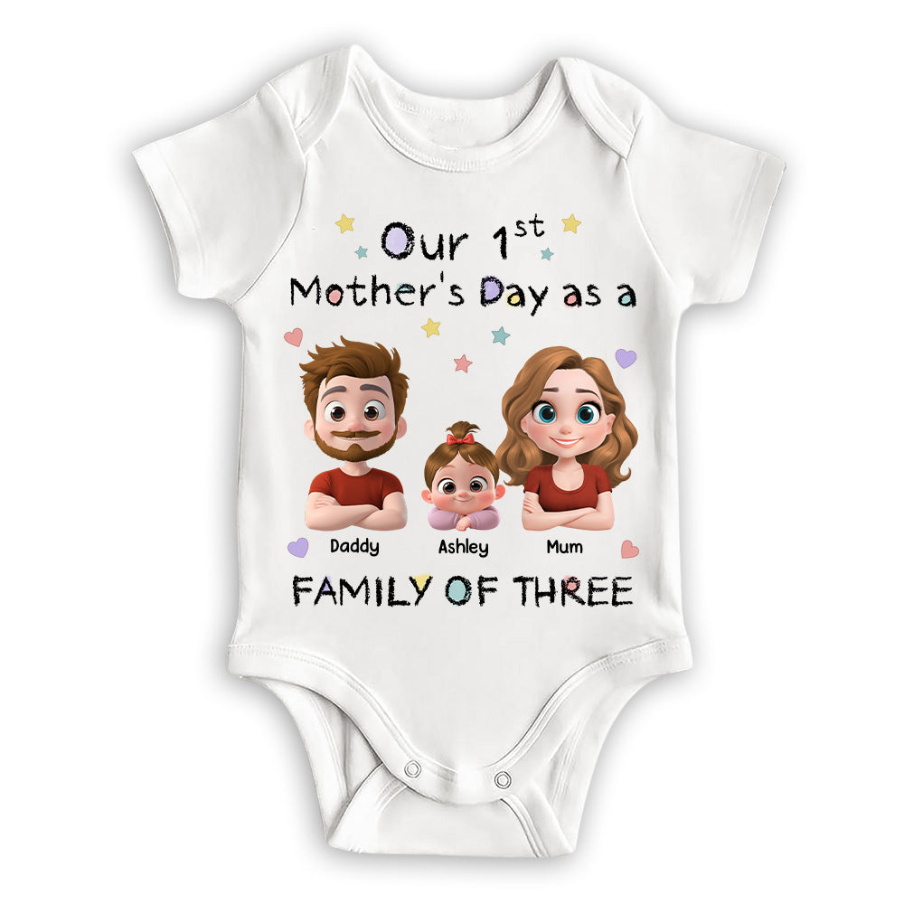 A Family Of Three - Personalized Baby Onesie