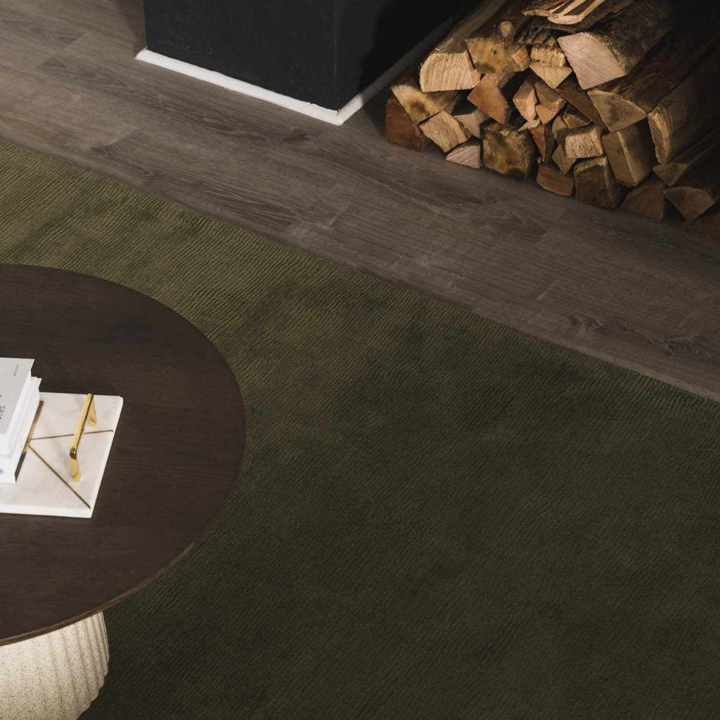 Brockton Solid Green Hand Loomed Wool Area Rug