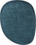Anjang Modern Faux Silk Rug in Teal Blue
