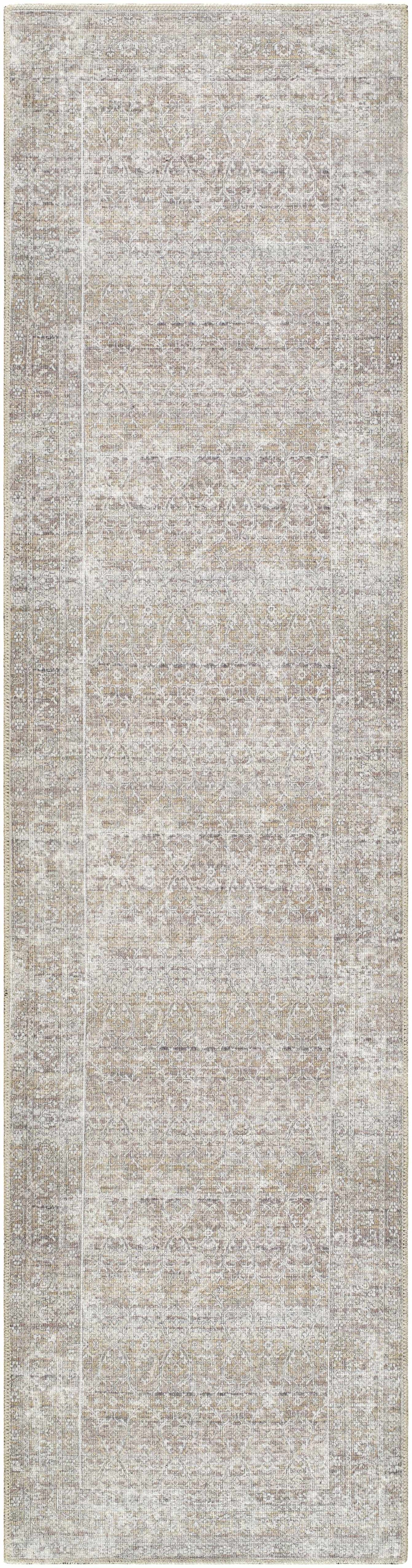 Our PNW Home Rainier Damask Dark Brown Washable Rug