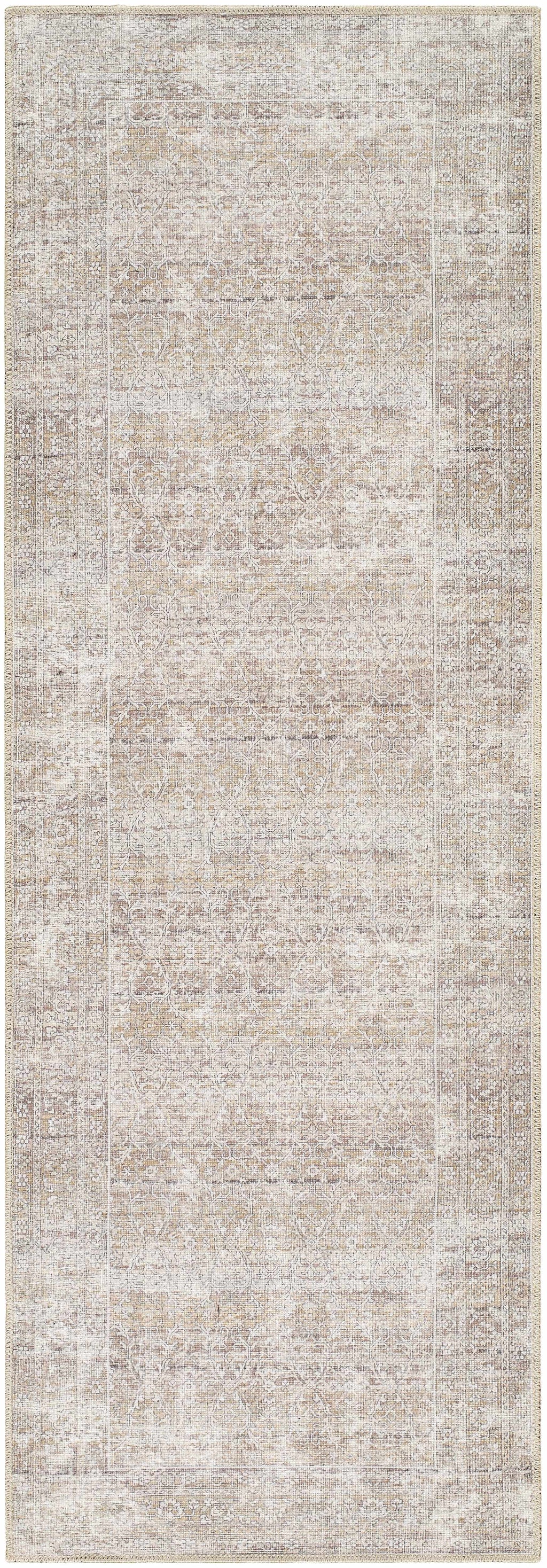 Our PNW Home Rainier Damask Dark Brown Washable Rug