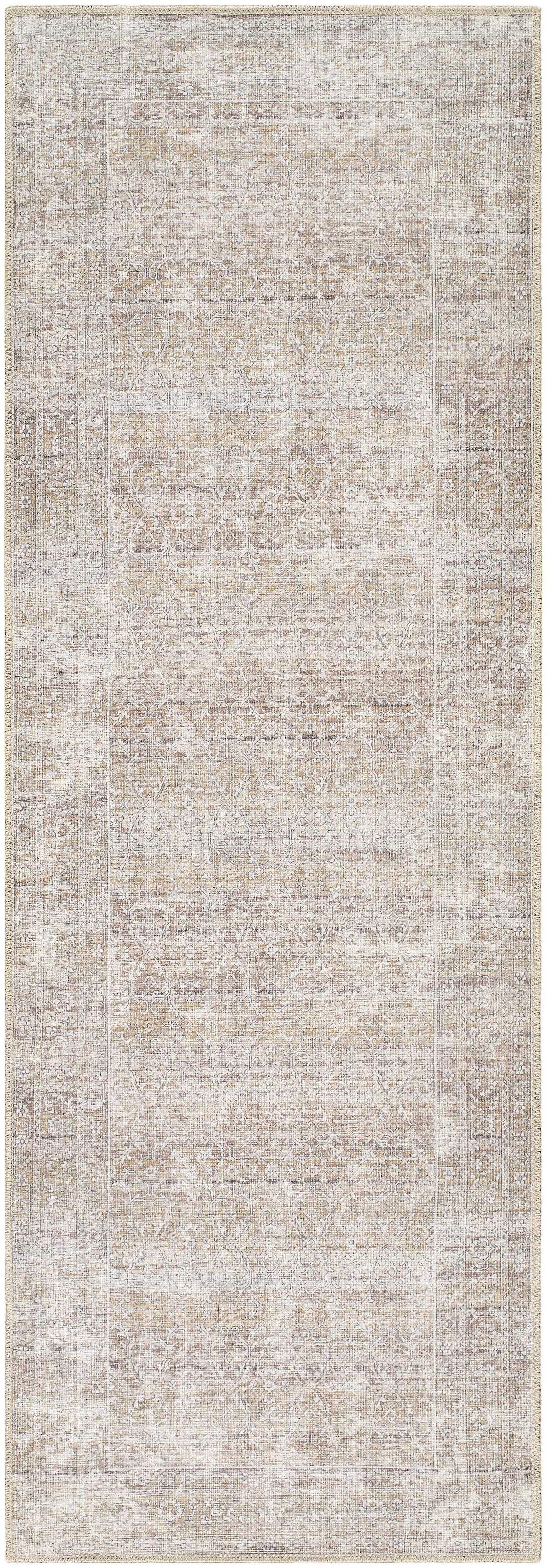 Our PNW Home Rainier Damask Dark Brown Washable Rug