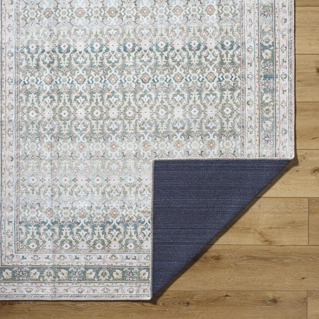 Our PNW Home Rainier Damask Green Washable Rug