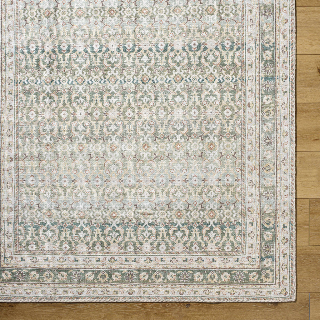 Our PNW Home Rainier Damask Green Washable Rug