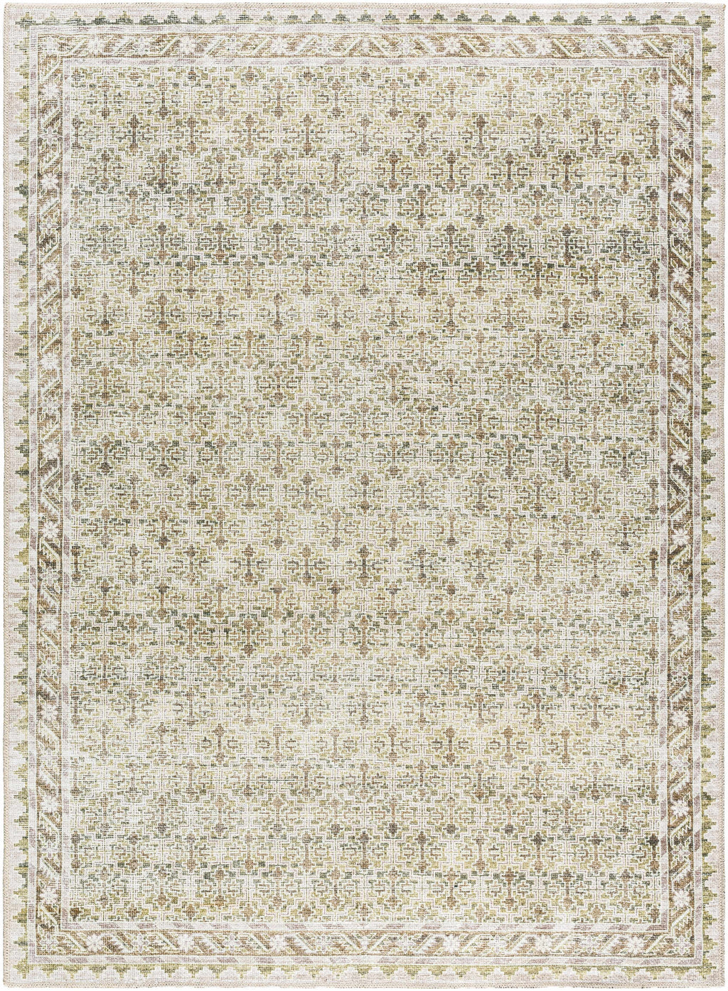 Livabliss x Our PNW Home Rainier Damask Tan Washable Rug