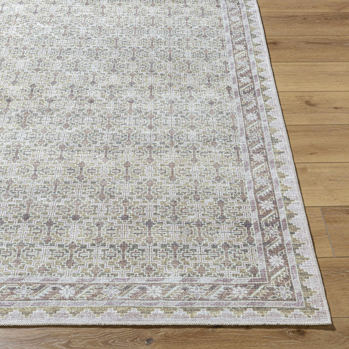 Livabliss x Our PNW Home Rainier Damask Tan Washable Rug