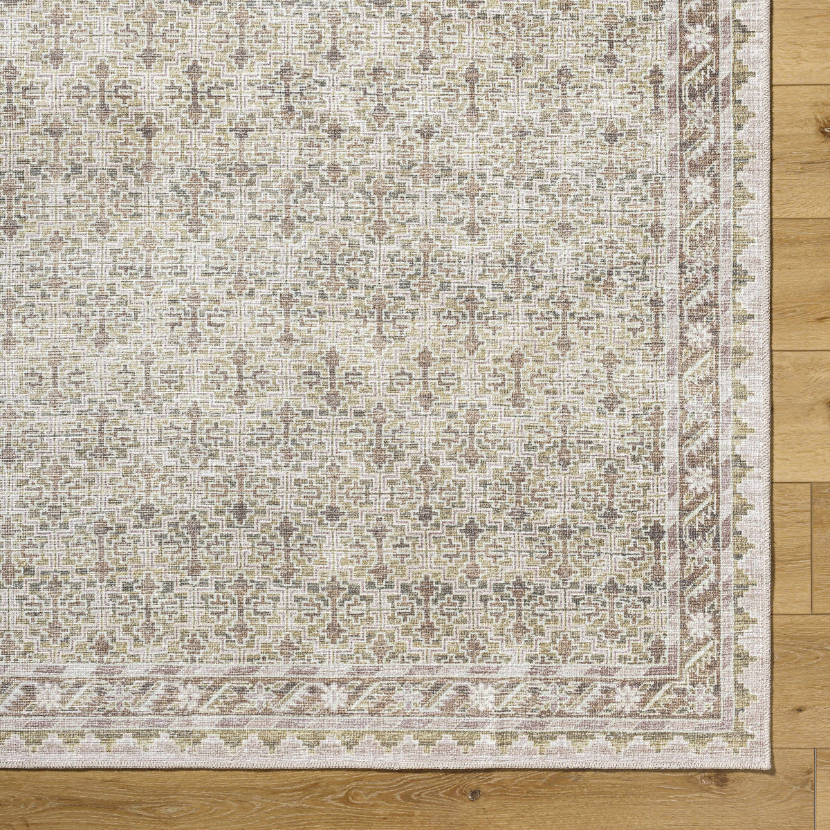 Livabliss x Our PNW Home Rainier Damask Tan Washable Rug