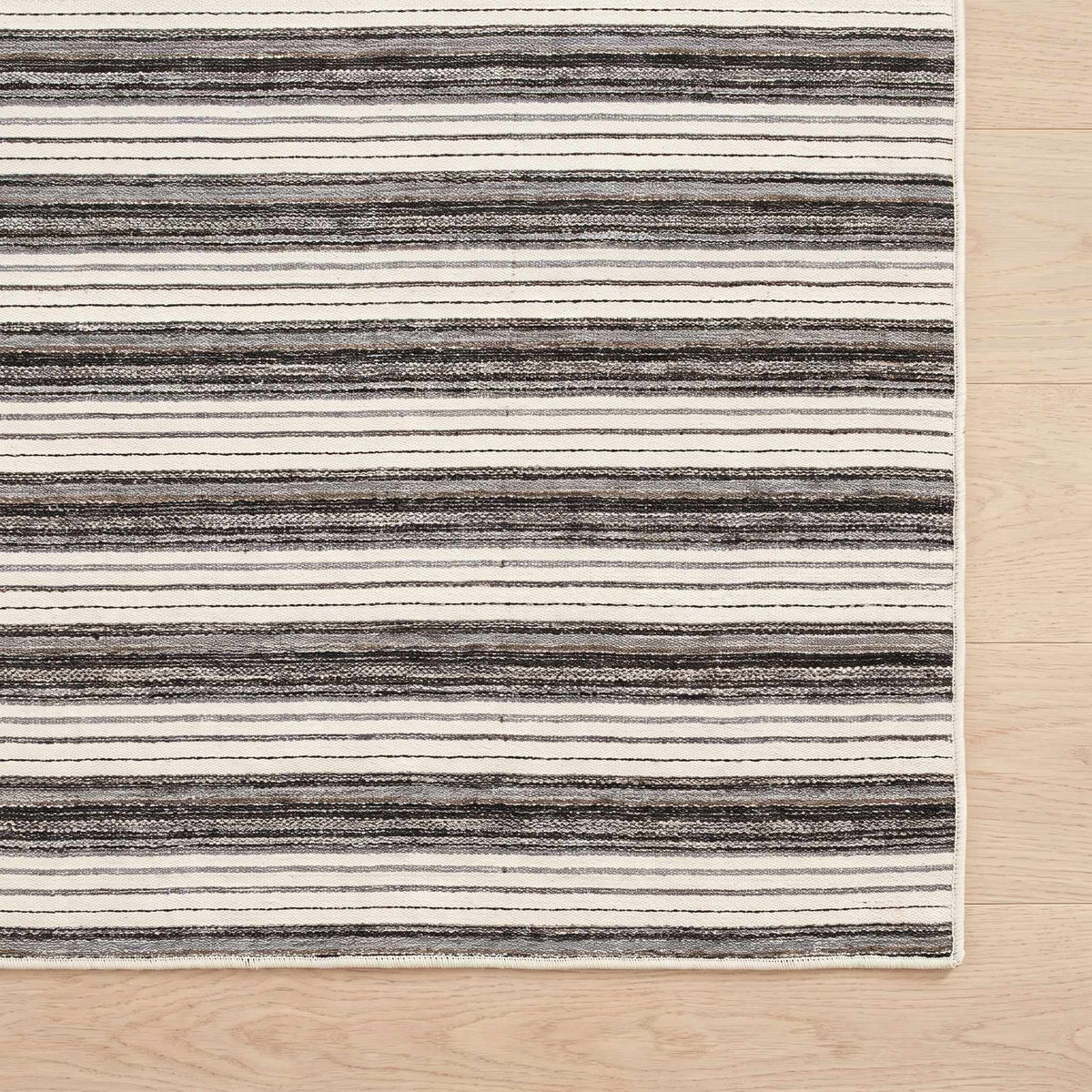 Jachai Gray Straped Washable Area Rug