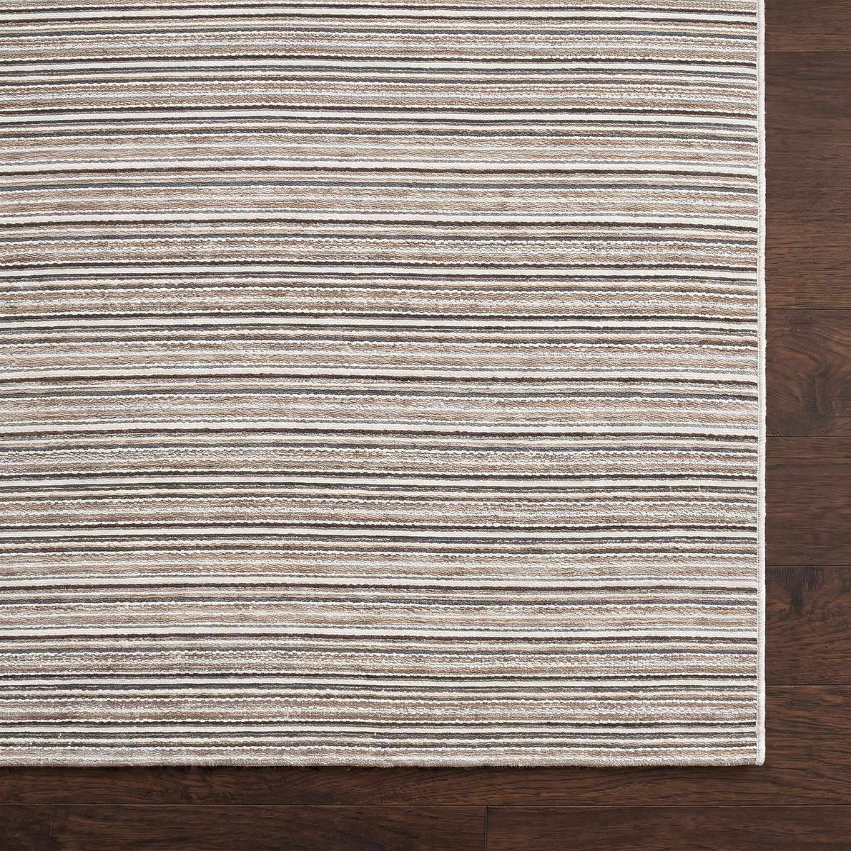 Jachai Beige Straped Washable Area Rug