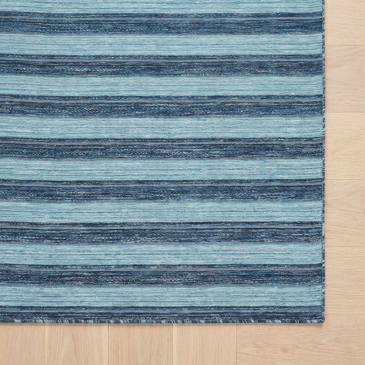 Frymet Blue Striped Washable Area Rug