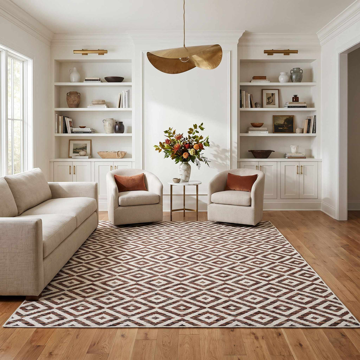 Gerwin  Beige Traditional Washable Area Rug