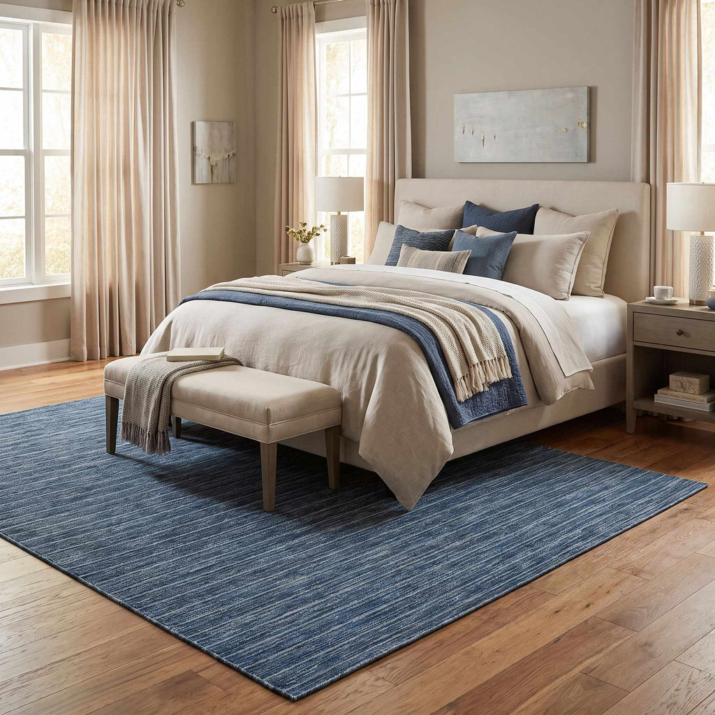 Tiboni  Blue Traditional Washable Area Rug