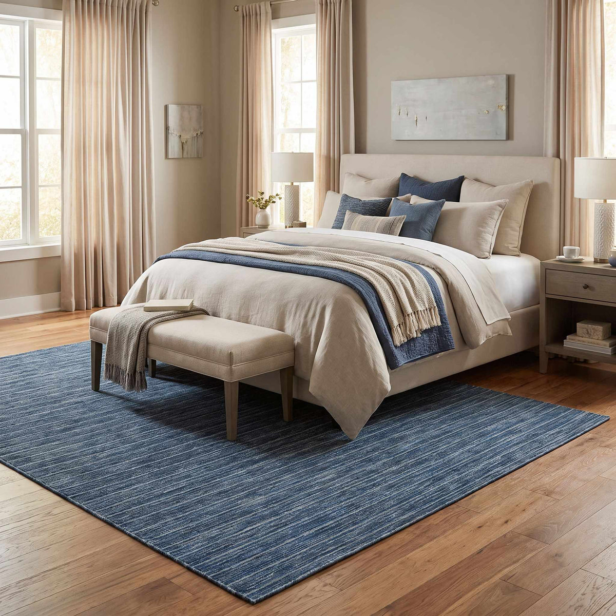 Tiboni  Blue Traditional Washable Area Rug