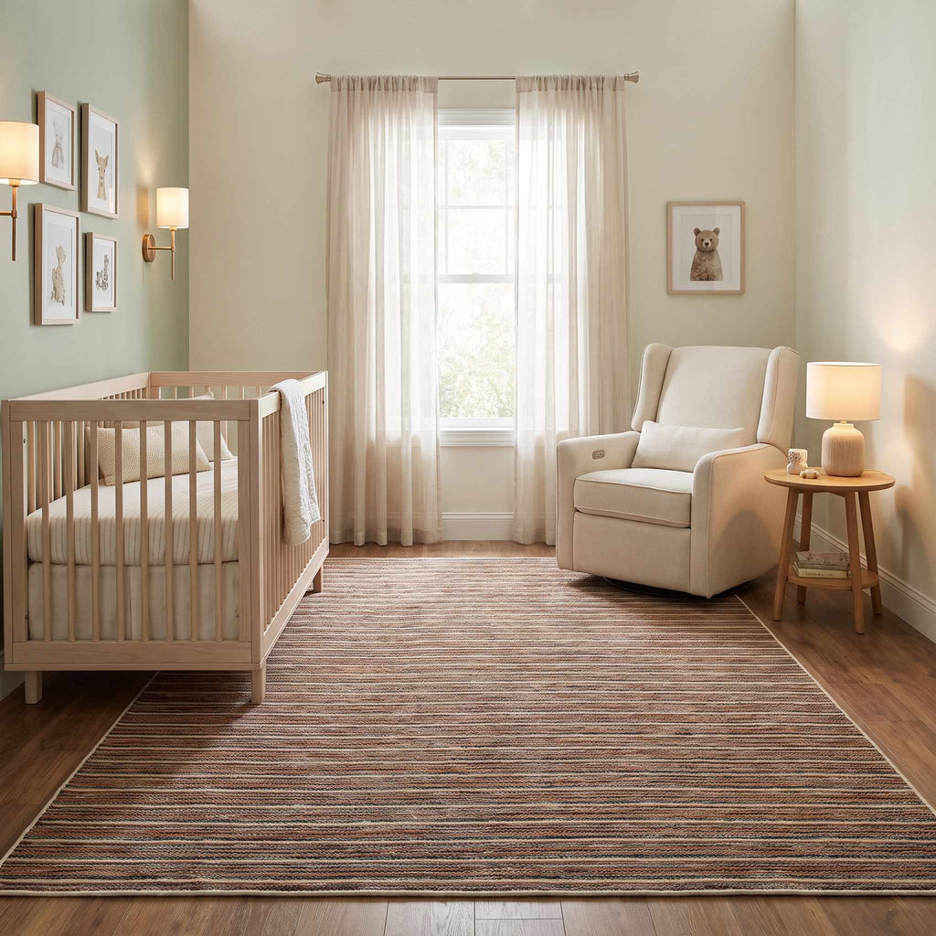 Tiboni  Brown Traditional Washable Area Rug