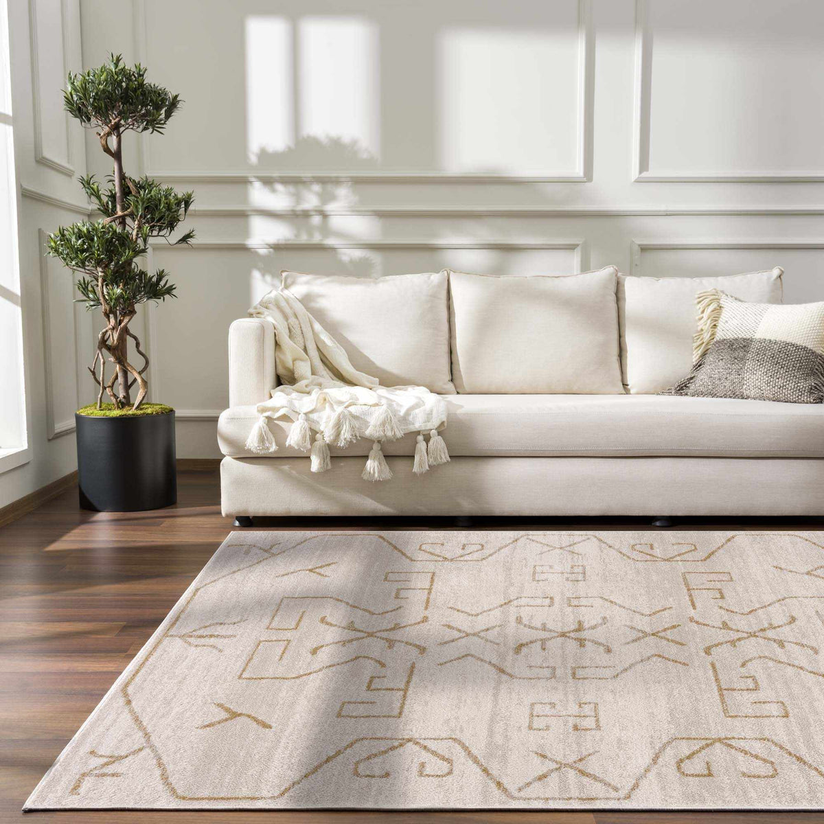 Azzan Cream & Gold Area Rug - Clearance