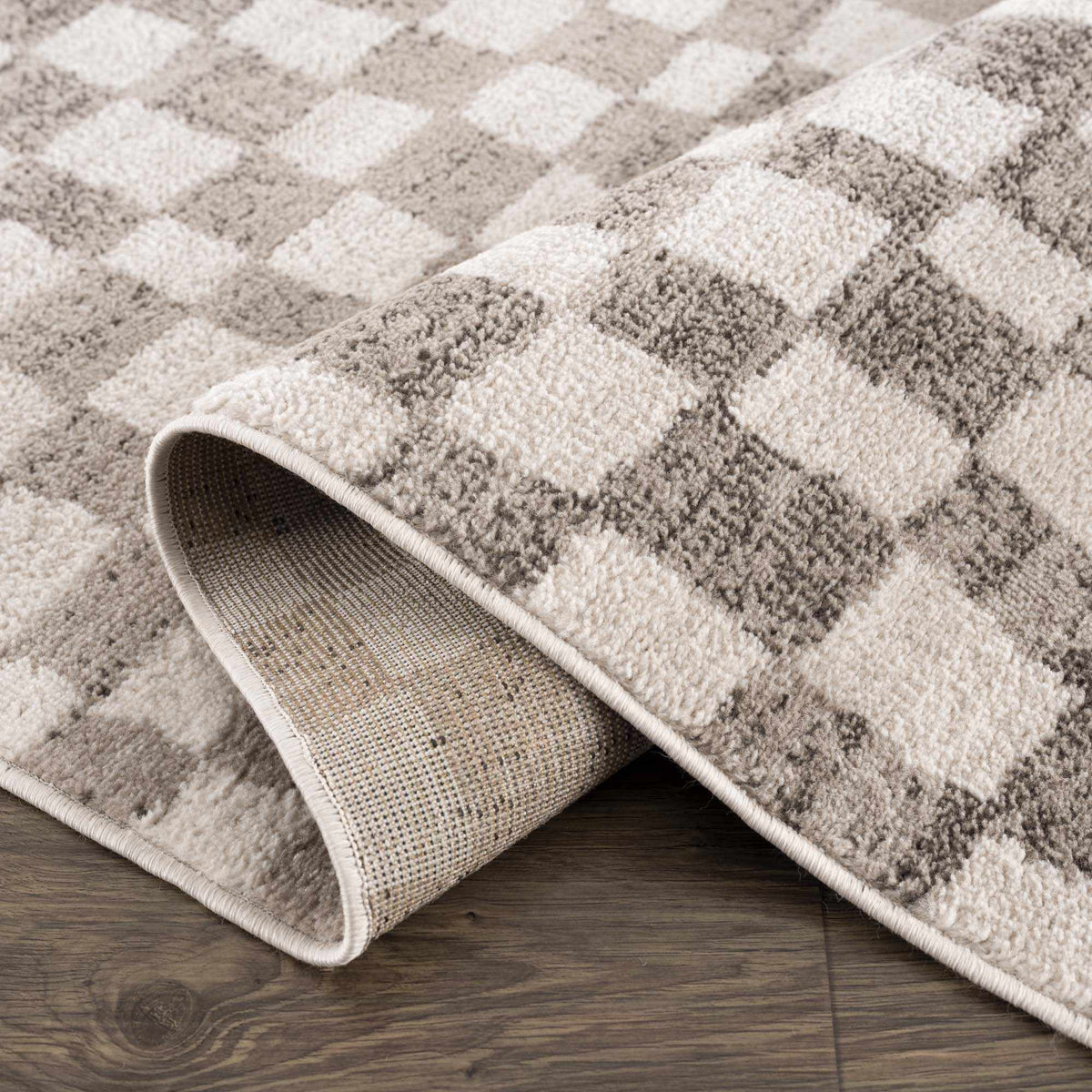 Benjy Irregular Checkboard Rug - Beige