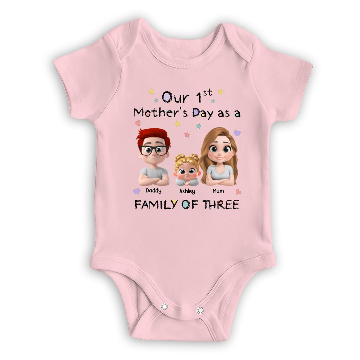 A Family Of Three - Personalized Baby Onesie