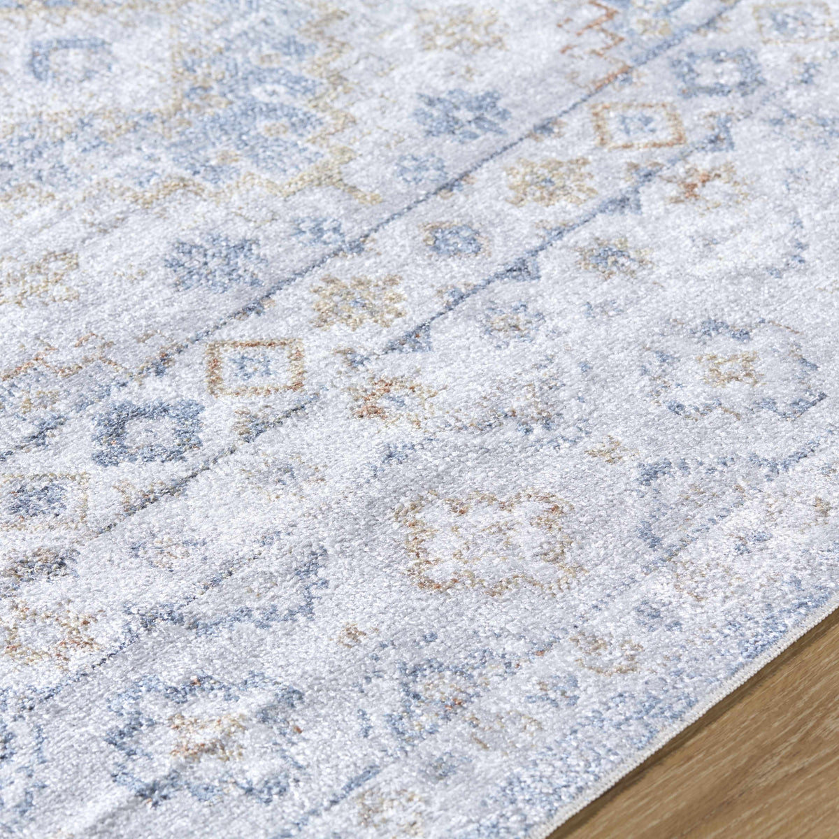 Agaton Blue Washable Area Rug