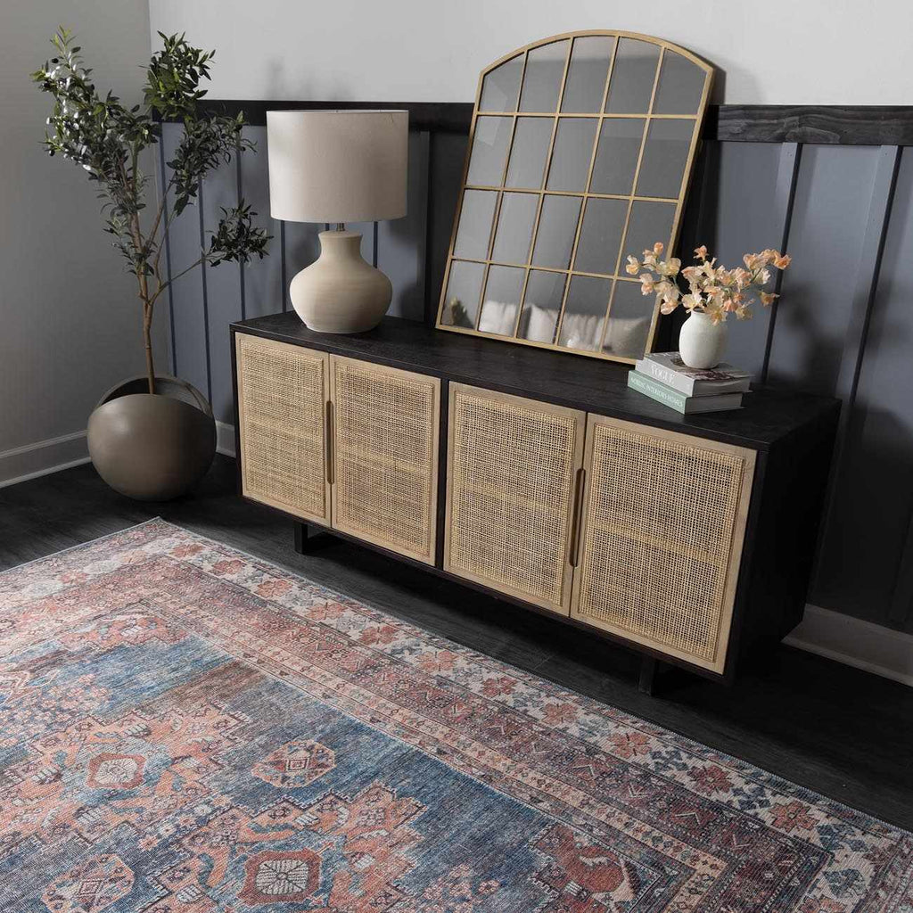 Baltinglass Rust & Blue Washable Area Rug