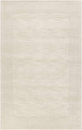 Bordered Solid Beige Cream Wool Rug