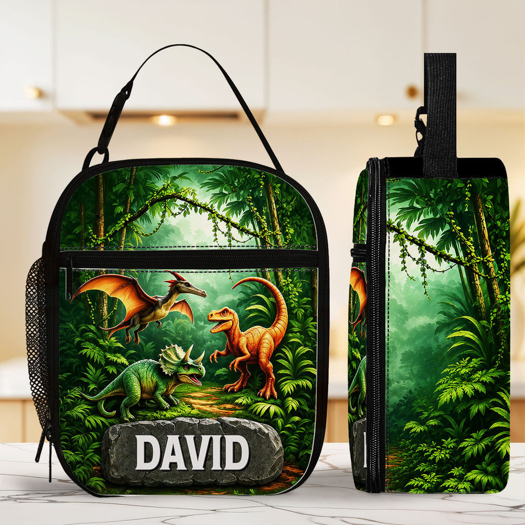 3D Dinosaur Adventure - Personalized Insulated Lunch Bag