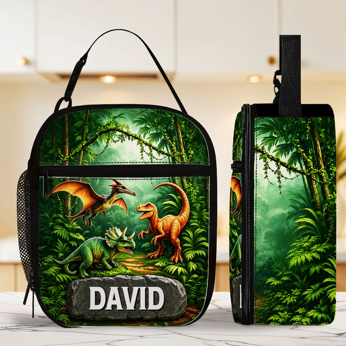 3D Dinosaur Adventure - Personalized Insulated Lunch Bag