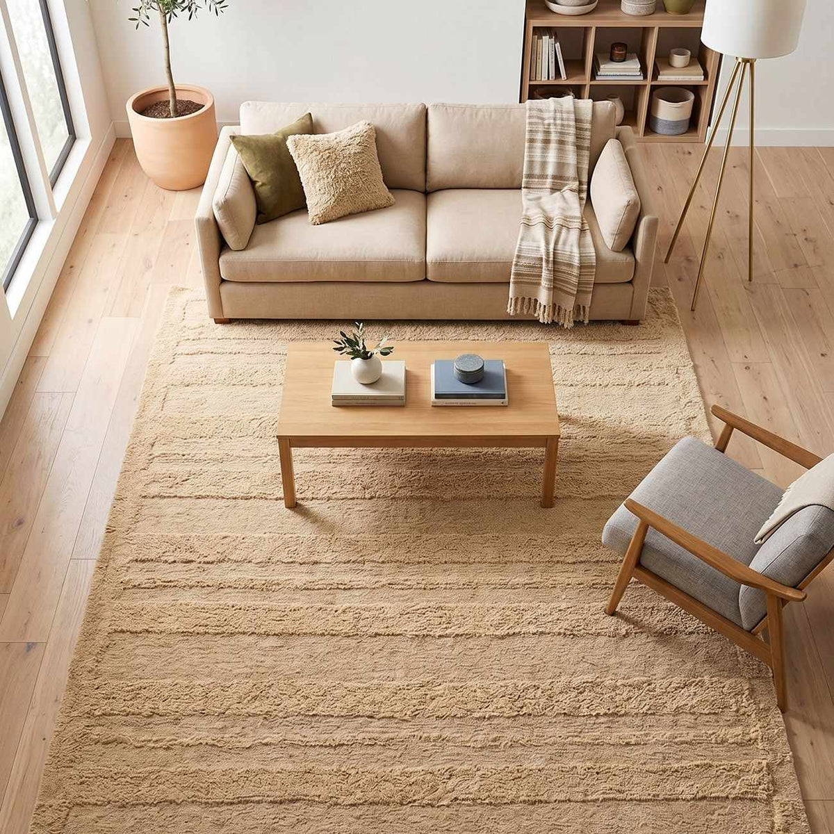 Darrah Beige Transitional Washable Area Rug