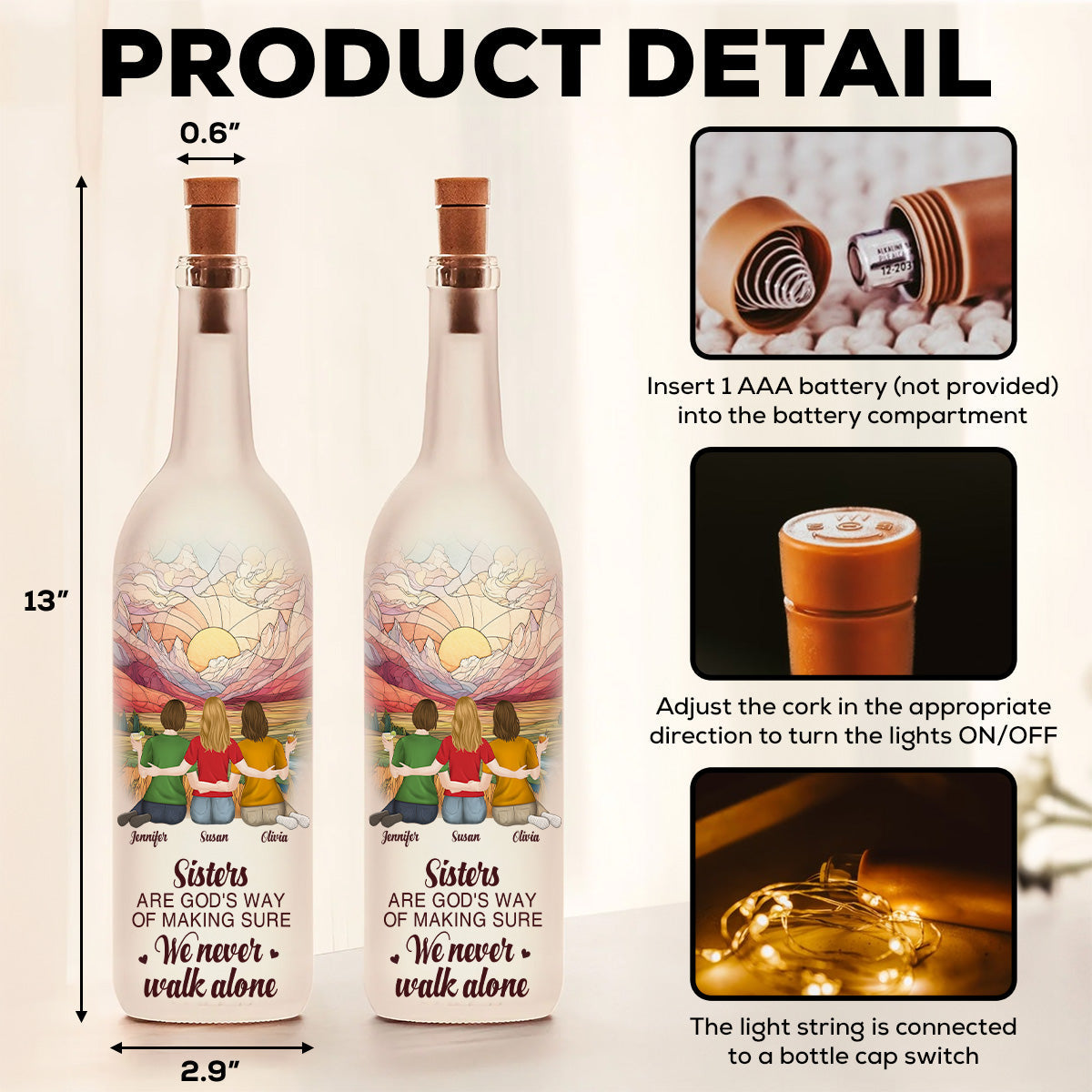 A Sister Is God Way - Personalized Bottle Lamp
