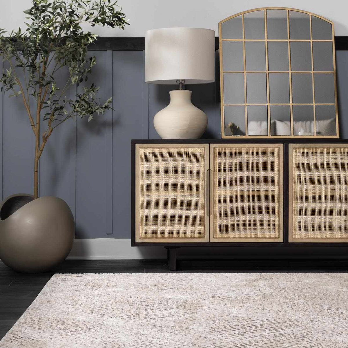 Garza Diamond Textured Washable Rug