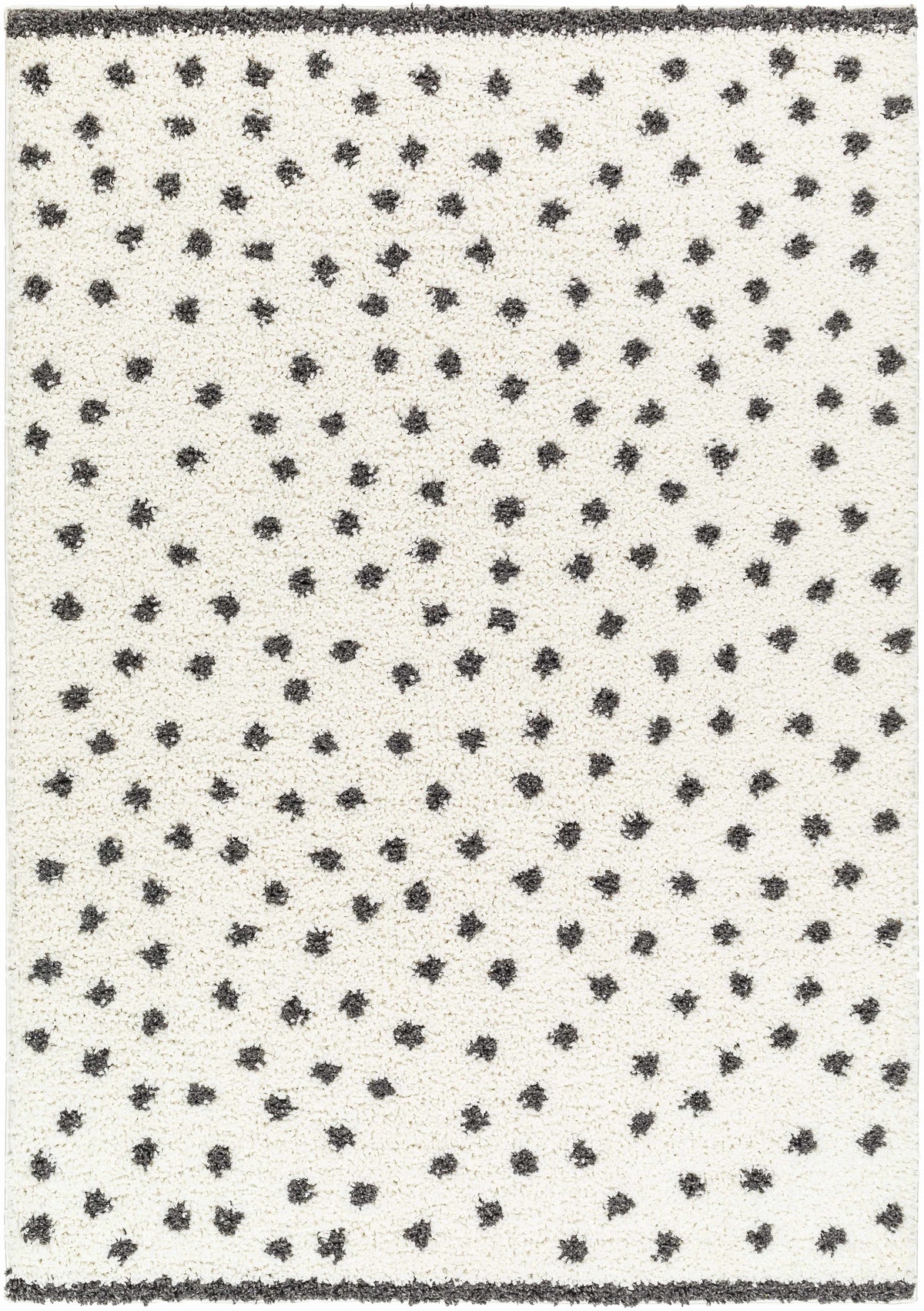 Chaia Dotted Black & White Plush Rug - Clearance