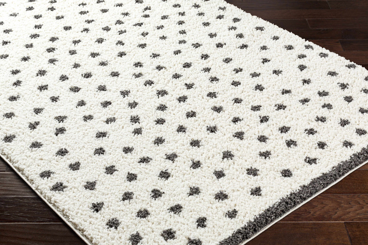 Chaia Dotted Black & White Plush Rug - Clearance